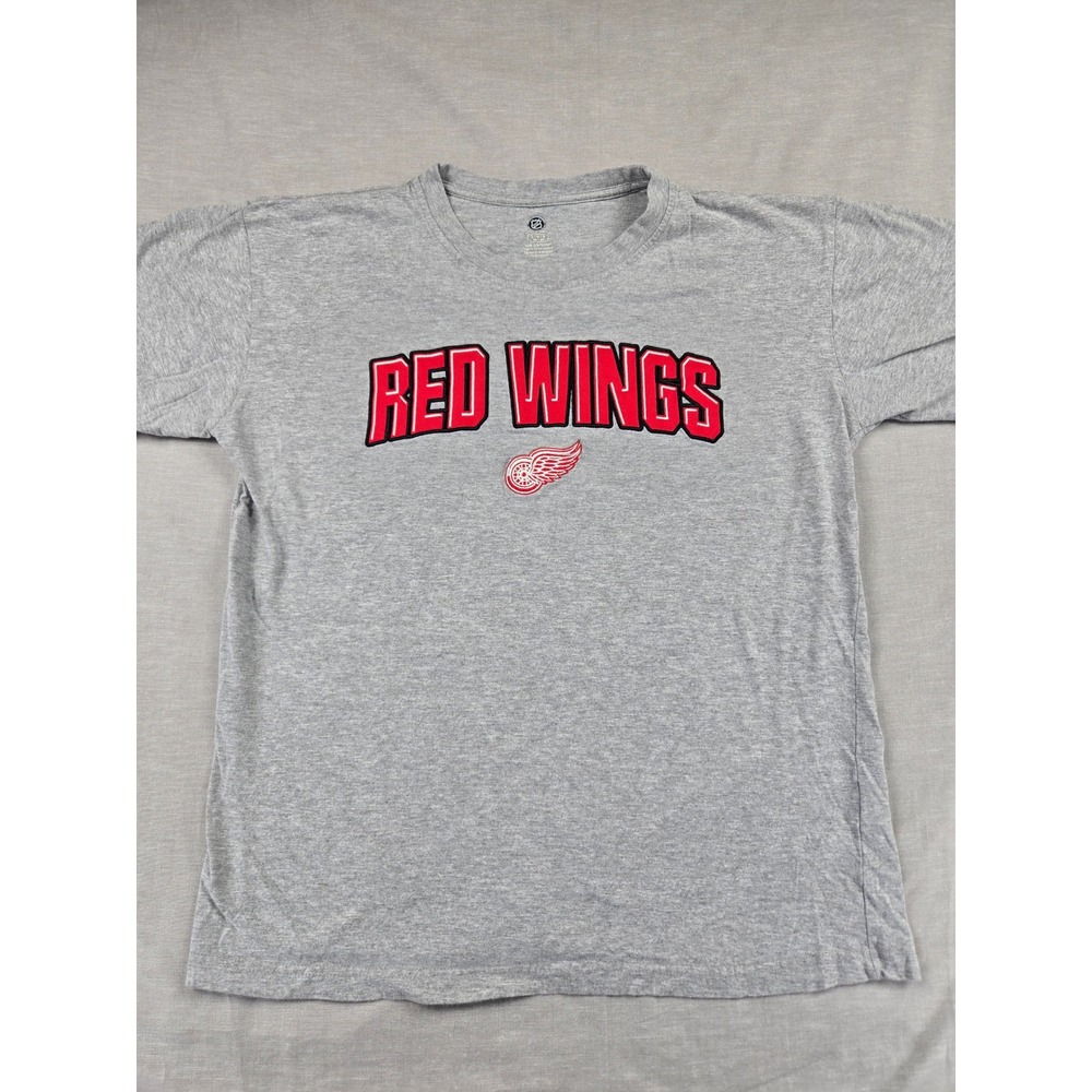 NHL Detroit Red Wings Mens Embroidered T-Shirt Heather Gray Size Large RN104648